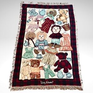 Bob Timberlake Dolls Teddy Tea Party Blanket Throw 46x68